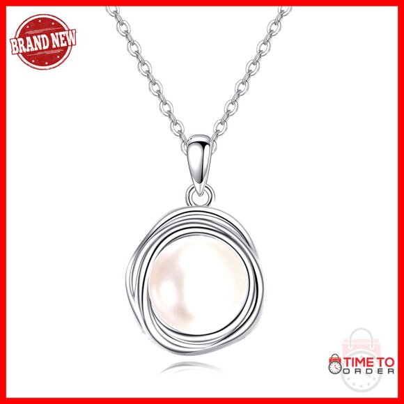 Sterling Silver Pearl Necklace Minimal Elegant Gemstone Jewelry Gift